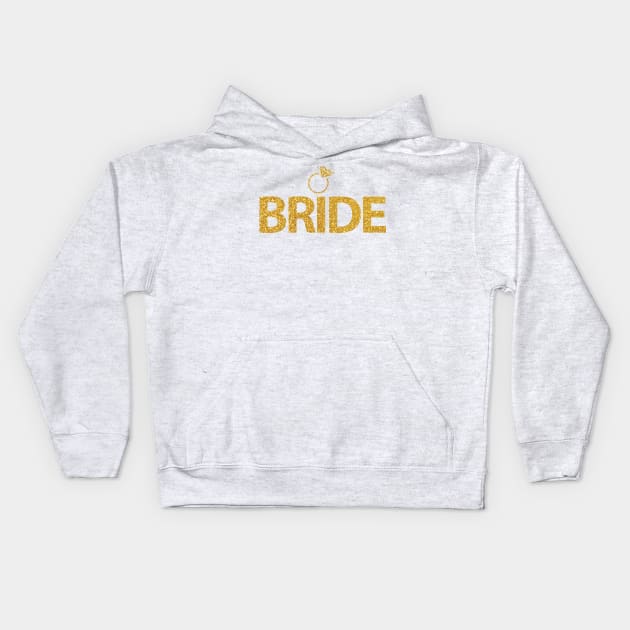 Bride With Ring Gold Sequins Effect Kids Hoodie by PhoebeDesign